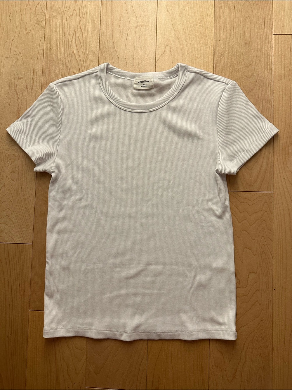 BNWOT- Aritzia Wilfred Free Staple Go-to Stretchy Ribbed Crewneck T-Shirt White